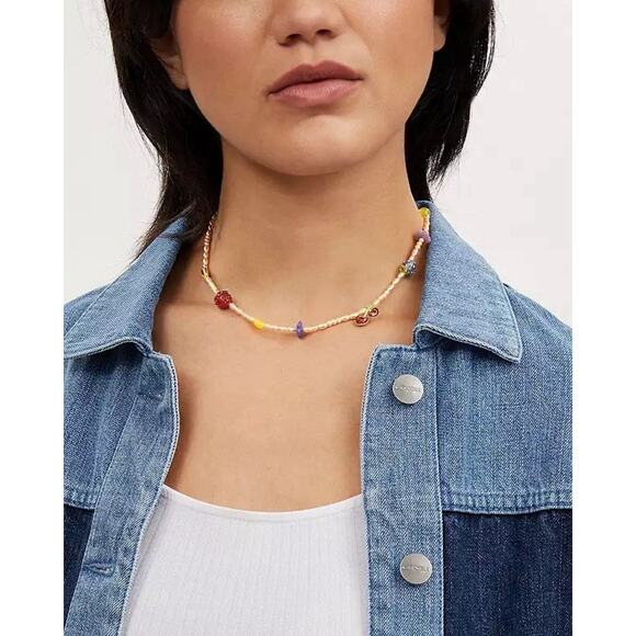 NWT Coach Multicolor Fruit Charm Necklace Gold/Multi CT069 - Picture 3 of 7